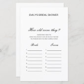 Bearbeitbar Wie alt waren sie? Brautparty Game (Vorne/Hinten)