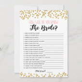 Bearbeitbar Wie gut kennen Sie die Bride-Spielkart Einladung (Vorderseite)