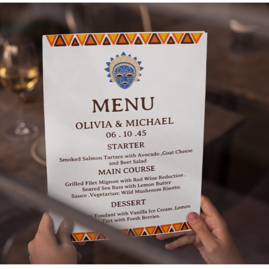 Bearbeitbare Afrikanische Stammesmaske Ethnische H Menükarte