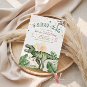Bearbeitbare "AGE" Dinosaurier Trex Wilde Geburtst Einladung
