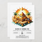 Bearbeitbare ägyptische Online-Pyramiden zum Gebur Einladung (Vorne/Hinten)