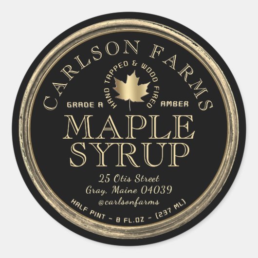 Bearbeitbare Ahornsirup Extravagant Border Black a Runder Aufkleber (Vorderseite)