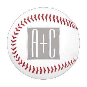 Bearbeitbare Anfangsbuchstaben für Paare   Weiß &  Baseball
