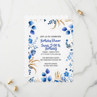 Bearbeitbare Babyblau und Silber Blumen Einladung, Save The Date