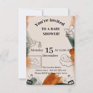 Bearbeitbare Babyparty-Einladung   Minimalistische Einladung