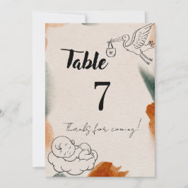 Bearbeitbare Babyshower-Tischnummern | Minimalisti Einladung