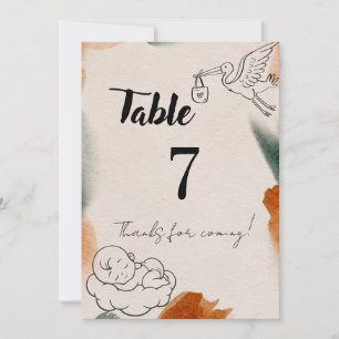 Bearbeitbare Babyshower-Tischnummern Minimalisti Einladung