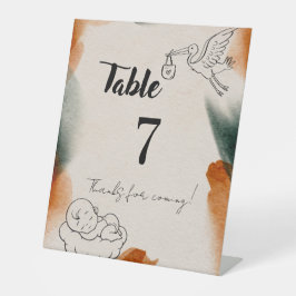 Bearbeitbare Babyshower-Tischnummern | Minimalisti Sockelschild