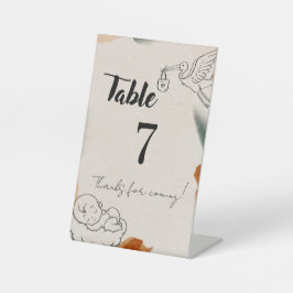 Bearbeitbare Babyshower-Tischnummern | Minimalisti Sockelschild