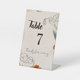 Bearbeitbare Babyshower-Tischnummern Minimalisti Sockelschild