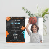 Bearbeitbare Basketball Geburtstags-Foto Einladung (Stehend Vorderseite)
