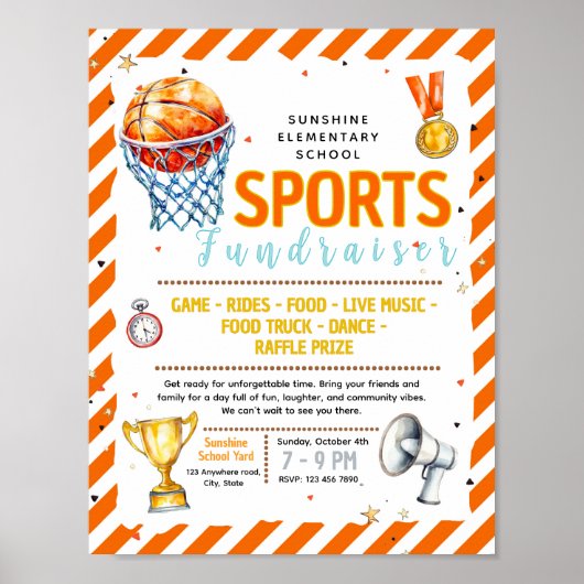 Bearbeitbare Basketball-Spendenflyer Poster (Vorne)