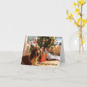 Bearbeitbare Basset Hound Lover Dog Weihnachtskart Karte (Gelbe Blume)