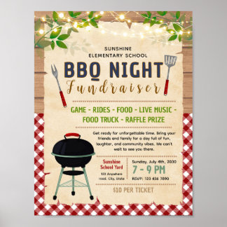 Bearbeitbare BBQ-Spendenflyer Poster
