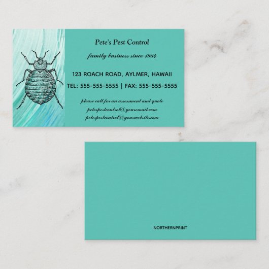 Bearbeitbare Bed Bug Pest-Kontrolle Visitenkarte (Vorne/Hinten)