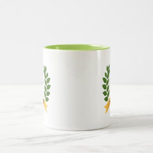 Bearbeitbare Best Vater Name & Laurel Blätter Zweifarbige Tasse (Mittel)