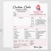 Bearbeitbare Bestellformularvorlage für rosa Torte (Vorne/Hinten)