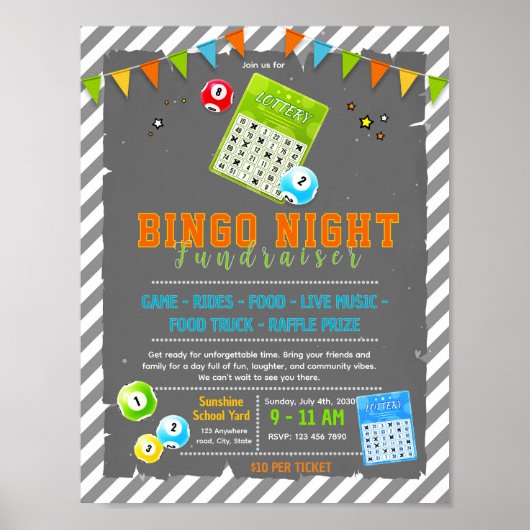 Bearbeitbare Bingo-Fundraising-Flugblatt Poster (Vorne)