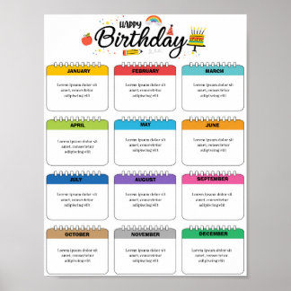 Bearbeitbare Birthday Tracker-Vorlage Poster