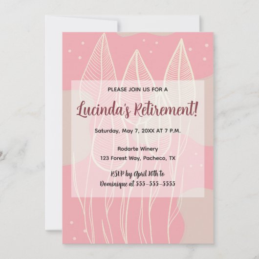 Bearbeitbare Blätter und Hintergrund der Dusty-Ros Einladung (Vorderseite)