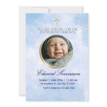 Bearbeitbare Blaue Wolke Baby Jungen Taufe