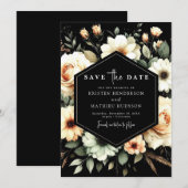 Bearbeitbare Blume Peach Wedding Save The Date (Vorne/Hinten)