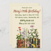 Bearbeitbare Blume und Bücher zum Geburtstag Einladung (Vorne/Hinten)