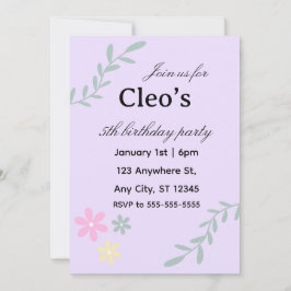 Bearbeitbare Blumen-Geburtstagseinladung Einladung