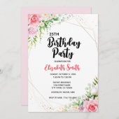 Bearbeitbare Blumenvorlage für Geburtstagsparteien Einladung (Vorne/Hinten)