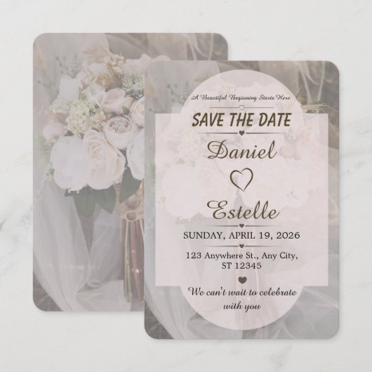 Bearbeitbare Boho neutrale Hochzeit-Save-the-Date- Save The Date (Vorne/Hinten)