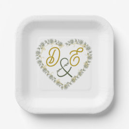 Bearbeitbare Boho neutrale Hochzeitspapierteller Pappteller
