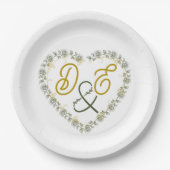 Bearbeitbare Boho neutrale Hochzeitspapierteller Pappteller (Vorderseite)