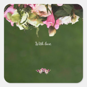 Bearbeitbare botanische Geschenkanhänger   Elegant Quadratischer Aufkleber
