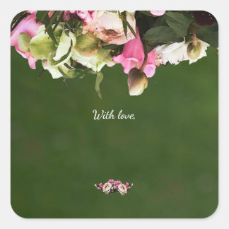 Bearbeitbare botanische Geschenkanhänger | Elegant Quadratischer Aufkleber