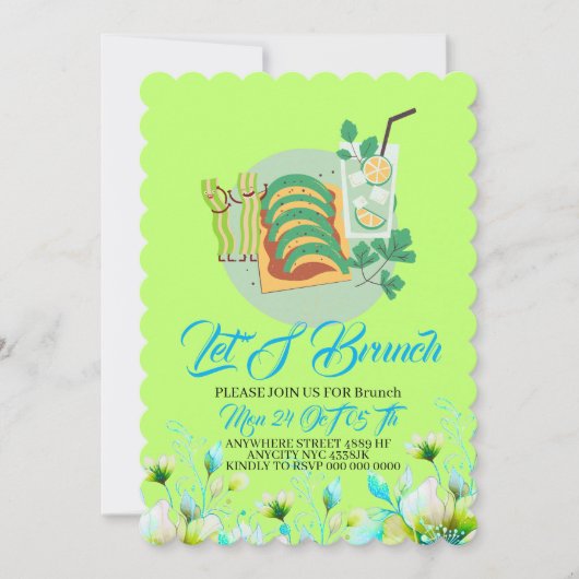 Bearbeitbare Brunch-Einladung, Lass uns Brunch-Ein Save The Date (Vorderseite)