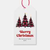 Bearbeitbare Büffelbaum-Geschenkkarte rot grün Fei Geschenkanhänger (Vorderseite)