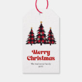Bearbeitbare Büffelbaum-Geschenkkarte rot grün Fei Geschenkanhänger (Rückseite)