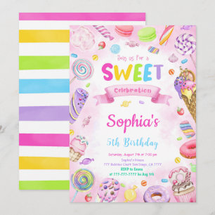 Bearbeitbare Candy-Geburtstagseinladung Einladung