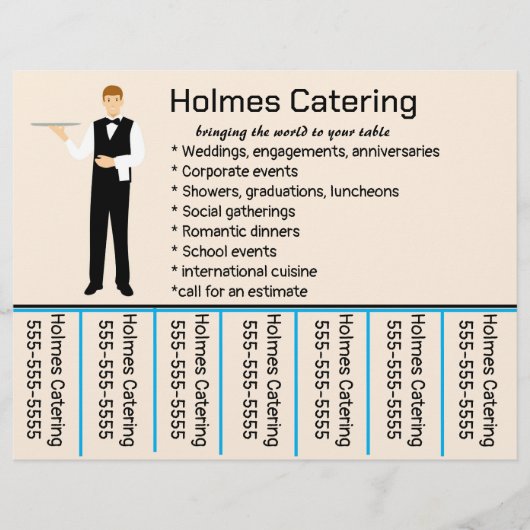 Bearbeitbare Catering Telefonnummer Flyer (Vorne)