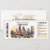 Bearbeitbare Chicago-Reise-Boarding-Pass-Ticket Einladung (Vorne/Hinten)