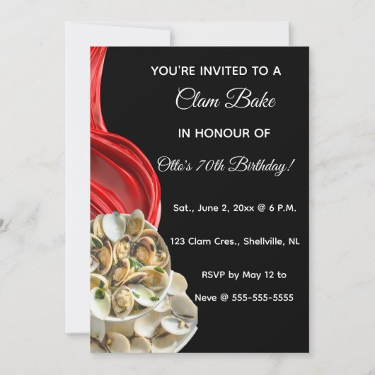 Bearbeitbare Clam-Bake-Einladungen Einladung (Vorderseite)
