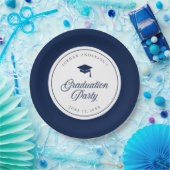 Bearbeitbare Color Mortarboard Script Graduation P Pappteller (Party)