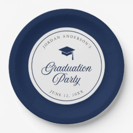 Bearbeitbare Color Mortarboard Script Graduation P Pappteller