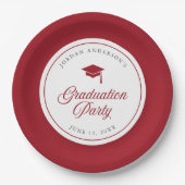 Bearbeitbare Color Mortarboard Script Graduation P Pappteller (Vorderseite)