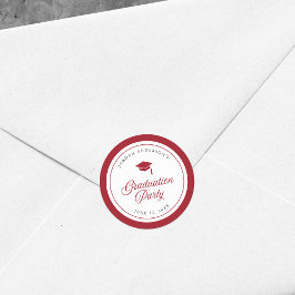 Bearbeitbare Color Mortarboard Script Graduation P Runder Aufkleber