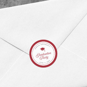 Bearbeitbare Color Mortarboard Script Graduation P Runder Aufkleber