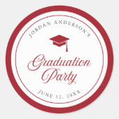 Bearbeitbare Color Mortarboard Script Graduation P Runder Aufkleber (Vorderseite)