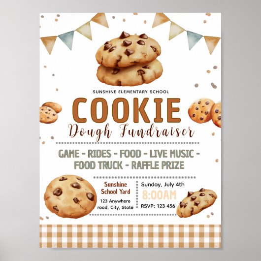 Bearbeitbare Cookie-Teig-Fundraising-Flugblatt Poster (Vorne)