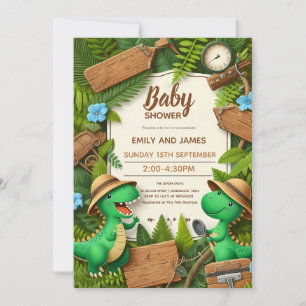 Bearbeitbare Dinosaurier-Babyshower-Karte für Jung Einladung