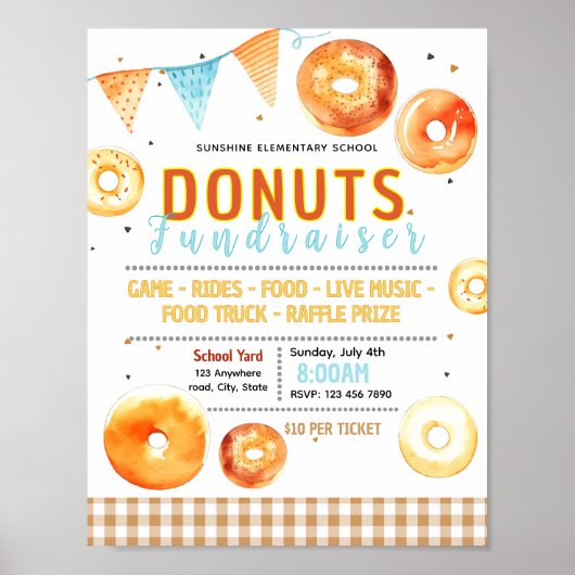 Bearbeitbare Donut-Teig-Spendenflyer Poster (Vorne)